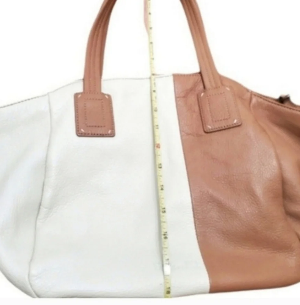 Splendid Cream Nappa Leather Tan Two Tone Colorblock Hobo Purse